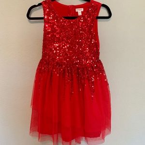 Girl’s red tulle and sequence party dress